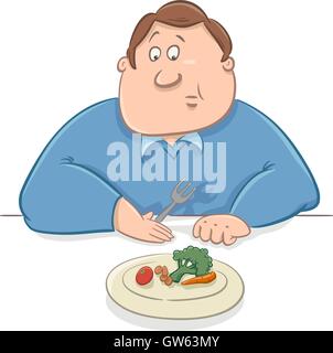 sad man on diet cartoon Stock Vector