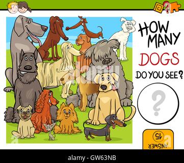how many cartoon dogs counting game coloring page Stock Vector Image ...