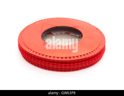 folded red lantern on a white background Stock Photo