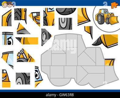 jigsaw puzzle with bulldozer Stock Vector