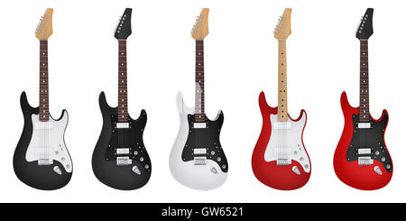 Five guitar electric guitar (done in 3d rendering) Stock Photo