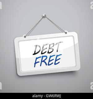 debt free hanging sign, 3D illustration isolated on grey wall Stock Vector