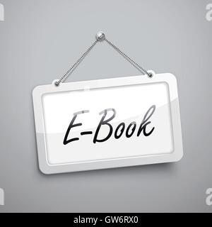 e-book hanging sign, 3D illustration isolated on grey wall Stock Vector