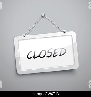 closed hanging sign, 3D illustration isolated on grey wall Stock Vector
