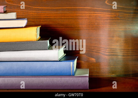 a detail of books in the bookshelf Stock Photo