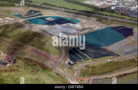 aerial view of landfill site ion Lancashire, UK Stock Photo