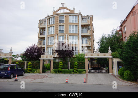 Nessebar, Bulgaria - JUNE 19, 2016: street New Nessebar emerging architecture and leisure travelers and locals people. Stock Photo