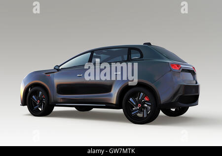 Electric SUV concept car isolated on gray background. 3D rendering image with clipping path. Stock Photo