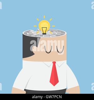 Businessman head with idea hiding inside the maze or labyrinth, psychology and idea concept Stock Vector