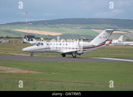 Cessna 525B Citation Business Jet CJ3 approaching Inverness Airport, Scotland.  SCO 11,241. Stock Photo