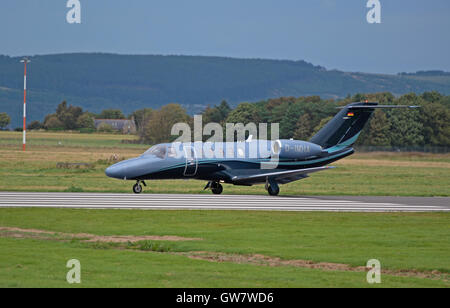 Cessna 525A Citation Business Jet CJ2+ arriving at Inverness Airport Highland Scotland.  SCO 11,252. Stock Photo