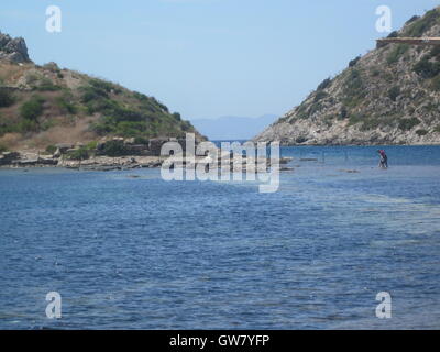 Yalıkavak is a town near Bodrum in Muğla province, Turkey, Roman submerged Archaeological Site Stock Photo