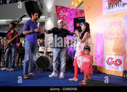 Bollywood music composer Sajid Ali during the finale of Radio City Super Singer Season 8 in Mumbai Stock Photo