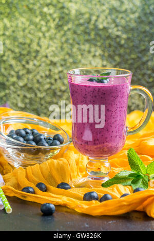 Blueberrie smoothie in a glass Stock Photo