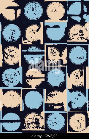 Abstract grunge vector background. Color handmade composition of irregular circular graphic elements. Stock Vector