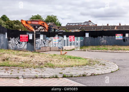 Edmund's Hospital site Northampton being demolished and the land rebuilt on, frontage of the old hospital has to remain. Stock Photo