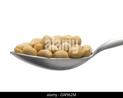 Raw organic peanuts on a spoon Stock Photo