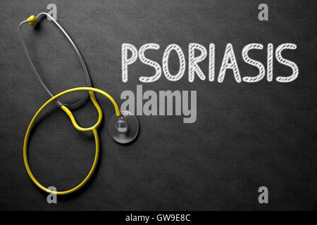 Psoriasis - Text on Chalkboard. 3D Illustration. Stock Photo