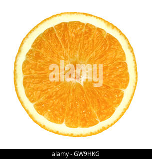 Isolated Fruit Orange Cut in Half on a white background Stock Photo