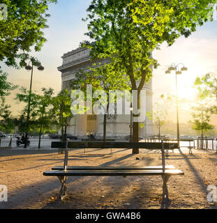 Arc de Triomphe in Paris at the sunset