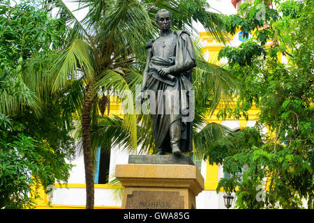 Statue of the liberator Simon Bolivar in Mompox, Colombia Stock Photo