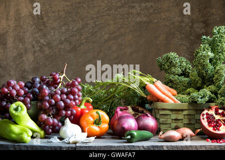 Cornucopia of vegetables and fruit Stock Photo