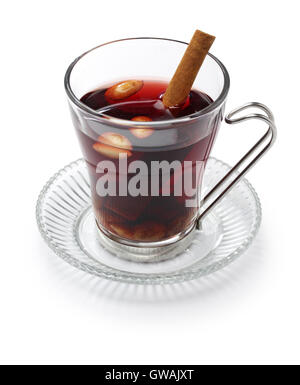 glogg, scandinavian mulled wine, traditional christmas hot beverage isolated on white background Stock Photo