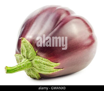 Ripe purple eggplant isolated on white background. Stock Photo