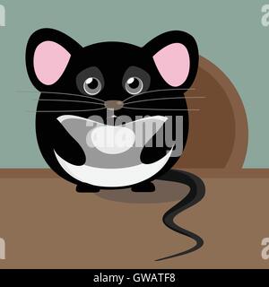 Abstract cute gray sad mouse. Nice character for kids illustration Stock Vector