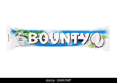 Bounty chocolate bar. Studio shot, isolated on white background Stock ...