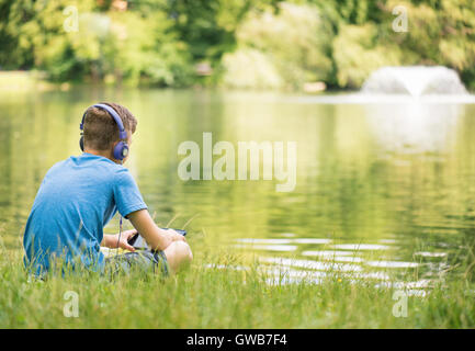 Boy with tablet Stock Photo