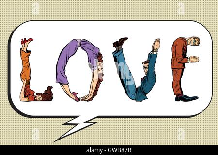 Love the inscription of human figures Stock Vector