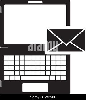 laptop frontview and message envelope icon Stock Vector Image & Art - Alamy