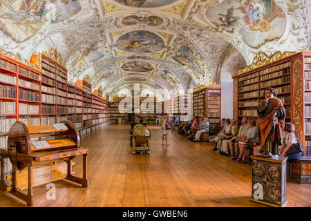 The Theological Hall Library in the Strahov Monastery, a Unesco World Heritage Site, Prague, Czech Republic, Europe. Stock Photo