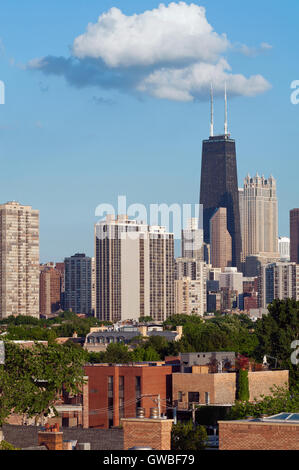 City of Chicago. Aerial view of Chicago downtown during a day from high above. Stock Photo