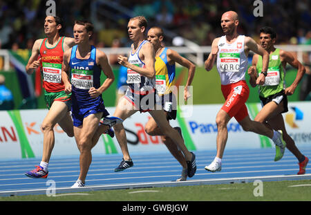 Great Britain's Steve Morris (3rd from left) competes in the Men's 1500m T20 Final at the Olympic Stadium during the sixth day of the 2016 Rio Paralympic Games in Rio de Janeiro, Brazil. Stock Photo