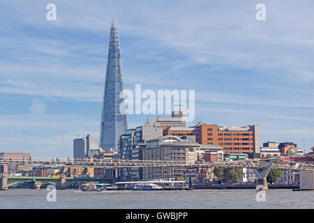 London's Bankside viewed from the north bank of the Thames Stock Photo