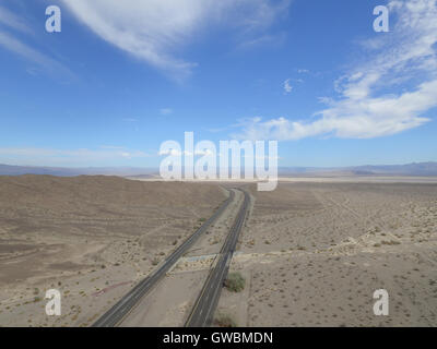 Bird view of the road 15th between Nevada and California Stock Photo