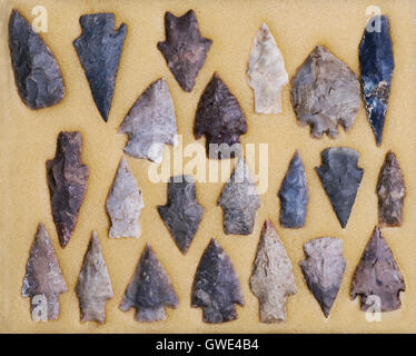 Real American Indian arrowheads found in Dripping Springs ,Texas. Stock Photo