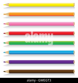 pencil, vector, color, illustration, set, white, blue, office, design, green, background, art, yellow, colorful, wood, object Stock Vector
