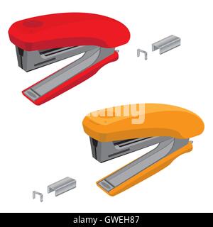 stapler, staple, vector, illustration, office, background, white, paper, business, icon, work, metal, equipment, stationery Stock Vector