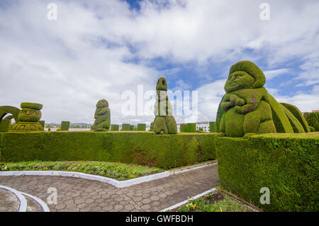 TULCAN, ECUADOR - JULY 3, 2016: the topiary of the cemetery is famous because of its prehispanic sculptures Stock Photo
