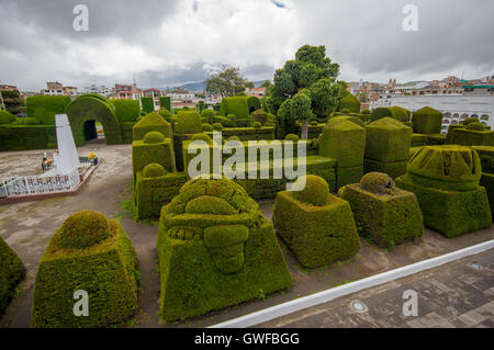 TULCAN, ECUADOR - JULY 3, 2016: nice view of the topiary garden located at the cemetery Stock Photo