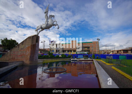 TULCAN, ECUADOR - JULY 3, 2016: side view of el libertador monument located in a park of the city Stock Photo