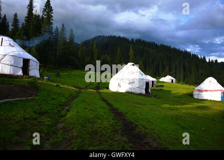 China. 13th Sep, 2016. Xinjiang, CHINA-July 10 2016:?(EDITORIAL?USE?ONLY.?CHINA?OUT) .The Nalati Grassland, located in Xinyuan county of the Ili Kazakh Autonomous Prefecture in northwest ChinaÂ¡Â¯s Xinjiang Uyghur Autonomous Region, is one of the four largest grassland in the world. It is a breathtakingly beautiful spot. © SIPA Asia/ZUMA Wire/Alamy Live News Stock Photo