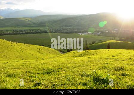 China. 13th Sep, 2016. Xinjiang, CHINA-July 10 2016:?(EDITORIAL?USE?ONLY.?CHINA?OUT) .The Nalati Grassland, located in Xinyuan county of the Ili Kazakh Autonomous Prefecture in northwest ChinaÂ¡Â¯s Xinjiang Uyghur Autonomous Region, is one of the four largest grassland in the world. It is a breathtakingly beautiful spot. © SIPA Asia/ZUMA Wire/Alamy Live News Stock Photo