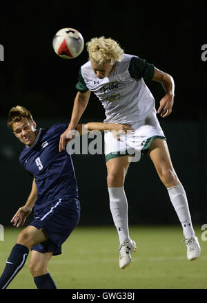 Williamsburg, VA, USA. 13th Sep, 2016. 20160913 - William and Mary defender TANNER SHANE (13) heads the ball over Georgetown midfielder DECLAN MCCABE (9) in the second half at Martin Family Stadium in Williamsburg, Va. © Chuck Myers/ZUMA Wire/Alamy Live News Stock Photo