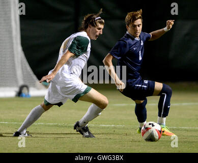 Williamsburg, VA, USA. 13th Sep, 2016. 20160913 - Georgetown midfielder CHRISTOPHER LEMA (8) works the ball away from William and Mary forward WILLIAM ESKAY (14) in the second half at Martin Family Stadium in Williamsburg, Va. © Chuck Myers/ZUMA Wire/Alamy Live News Stock Photo