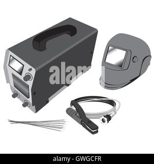 welding, mask, welder, isolated, vector, construction, industry, black, industrial, tool, illustration, work, background, white, Stock Vector