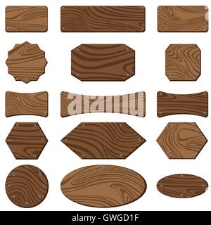 wooden, vector, illustration, background, wood, sign, texture, design, parquet, isolated, white, wall, blank, hanging, surface Stock Vector